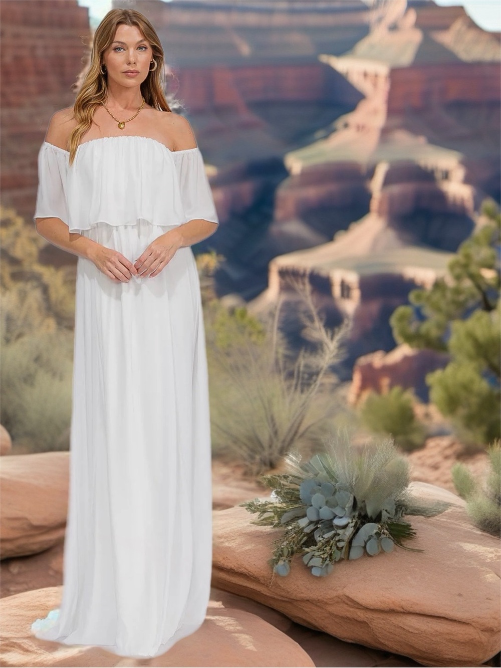 R.S.V.P. by Sugarlips | Canyon Lily Chiffon Maxi Gown Bohemian Bride Desert Boho - Picture 11 of 12